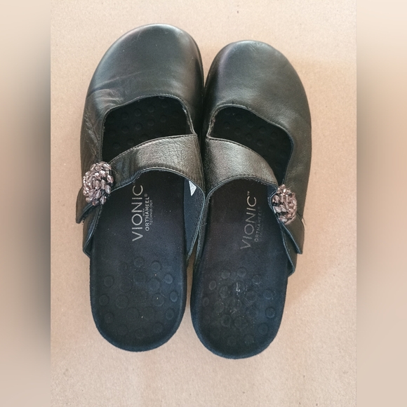 Vionic Womens Rest Sz 9 Joan Black Mules Slip On Arch Support Shoes - Picture 6 of 8